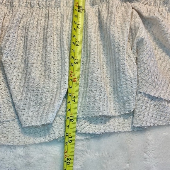 NWT Arizona Jean Co. Crop Top Large Cream Textured Peplum Top Cropped Short Slvs - Picture 13 of 13